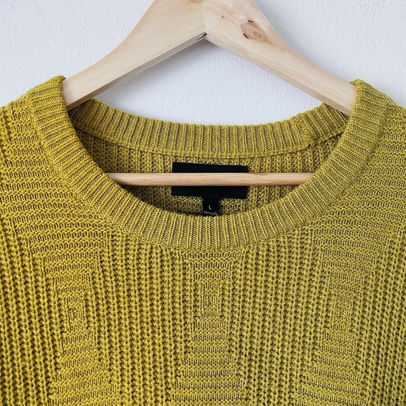 Bonobos Large Slim Fit Wool Alpaca Blend Knit Pullover Sweater Yellow Argyle - Picture 4 of 11